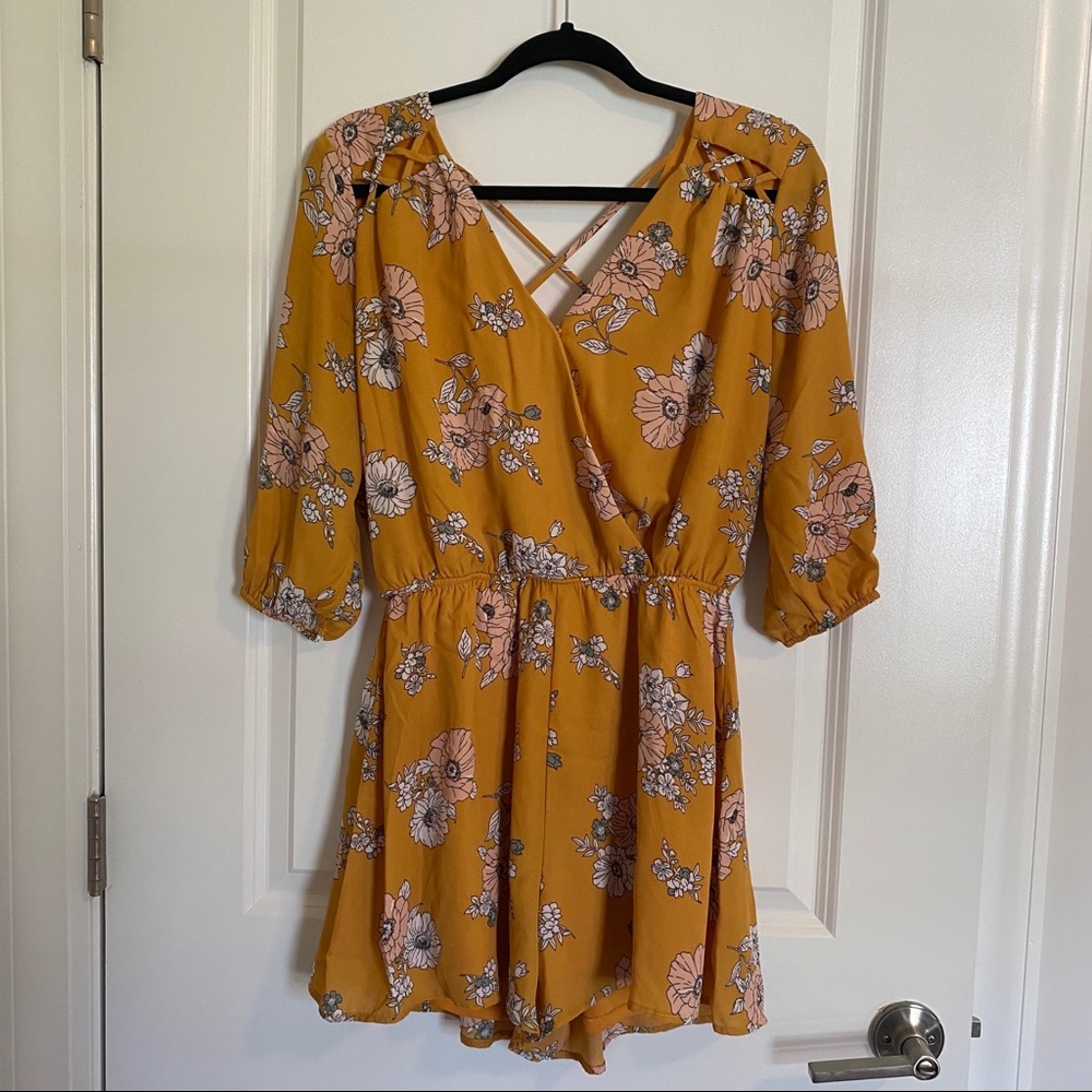 3/4 Sleeve Floral Romper